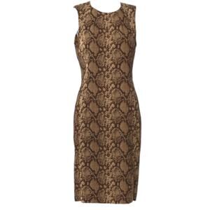 MICHAEL KORS Made in Italy Dress Size 8 Snake Print Brown Gold Tan Career Office